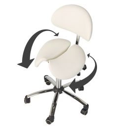 Teqler Ergo-Tilt Saddle Stool with Backrest in White