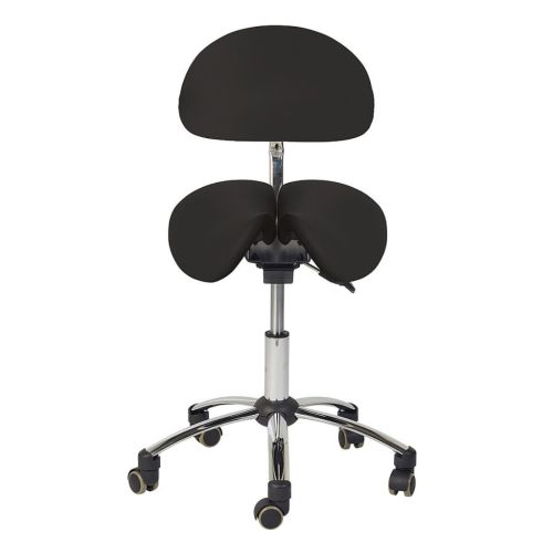 Teqler Ergo-Tilt Saddle Stool with Backrest in Black