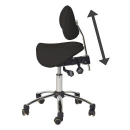 Teqler Ergo-Tilt Saddle Stool with Backrest in Black