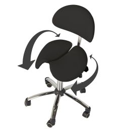 Teqler Ergo-Tilt Saddle Stool with Backrest in Black