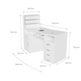 Manik&uuml;retisch SK06 AF  (inkl. Staubabsaugung) Armauflage 33 cm links