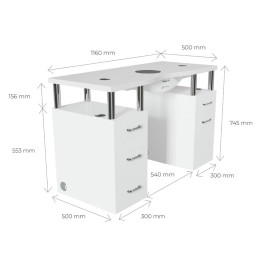 Manik&uuml;retisch Basic AF (inkl. Staubabsaugung) 116 cm ohne Armauflage rechts silber