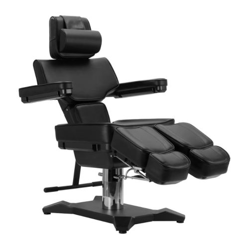 Tattoostuhl Pro Ink 604 H bietet ergonomische Verstellbarkeit mit hydraulischer Höhenanpassung, abnehmbaren Armlehnen und 360-Grad-Rotation. Ideal für professionelle Studios.