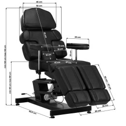 Tattoostuhl Pro Ink 3710 E-1 I Einzelverstellbare Beinablagen I Schwarz